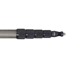 Graphite boom pole handle with textured grip sleeves and threaded connector