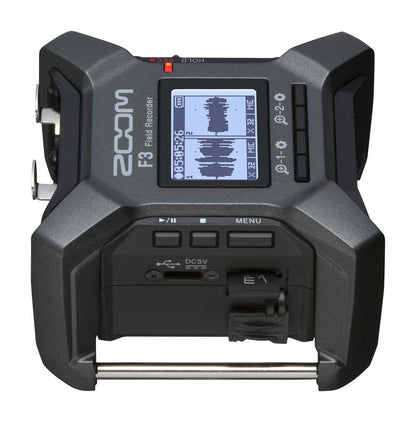 Zoom F3 field recorder top control and display view