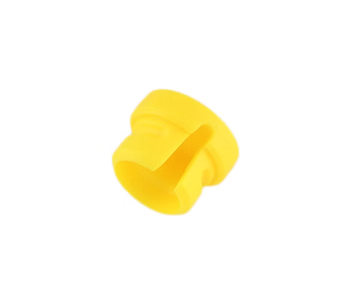 Yellow low-profile XLR connector color cap with central locking tab