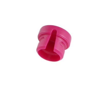 Pink low-profile XLR connector color cap with central locking tab