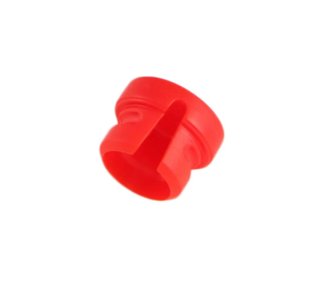 Red low-profile XLR connector color cap with central locking tab