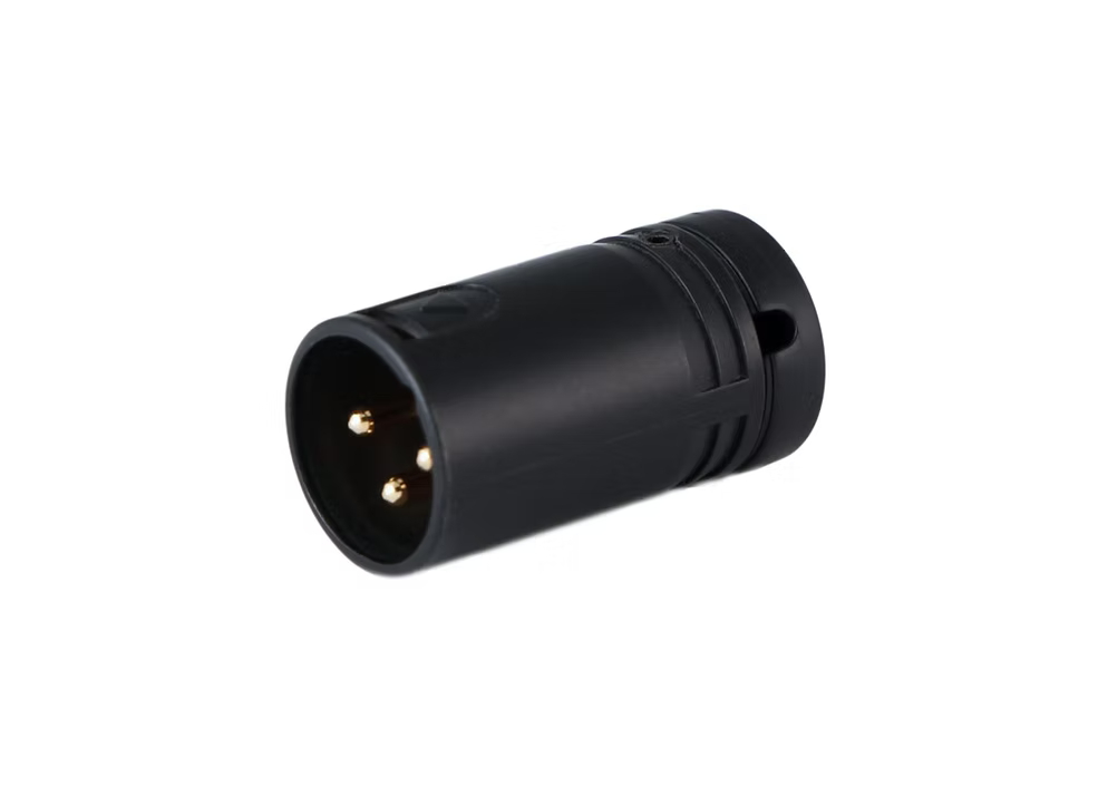 A-Shell low-profile right-angle XLR 3-pin female connector, black housing with contacts