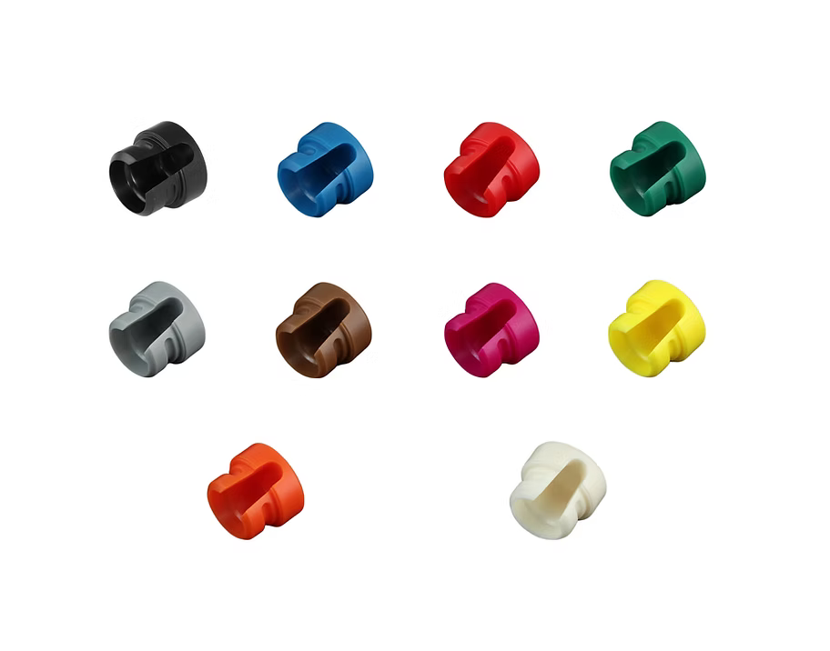 Assorted set of low-profile XLR connector color caps in multiple colors