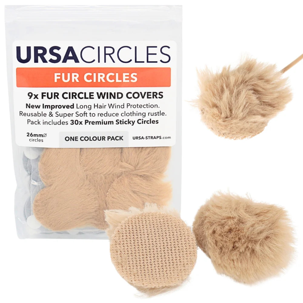 Beige fur circle wind covers one color pack with stick-on fur circles