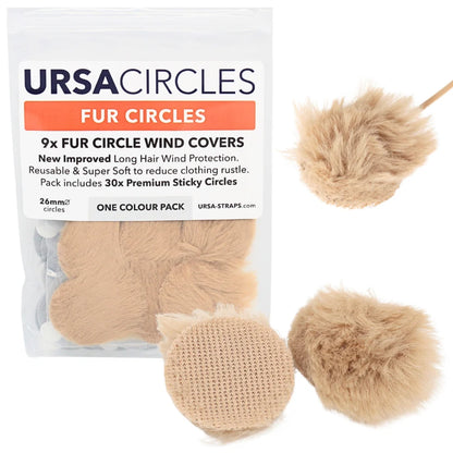 Beige fur circle wind covers one color pack with stick-on fur circles