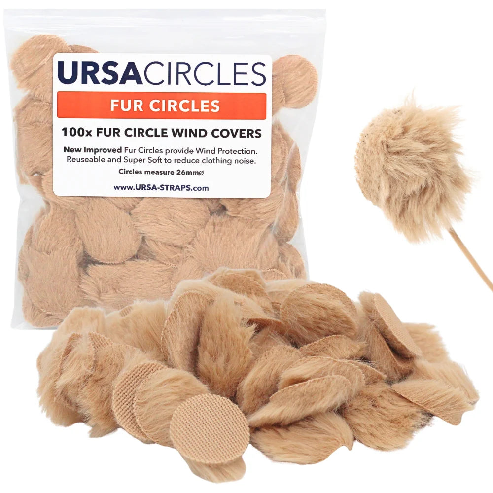 Beige fur circle wind covers with mesh-backed sticky centers, 100 pack