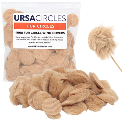 Beige fur circle wind covers with mesh-backed sticky centers, 100 pack