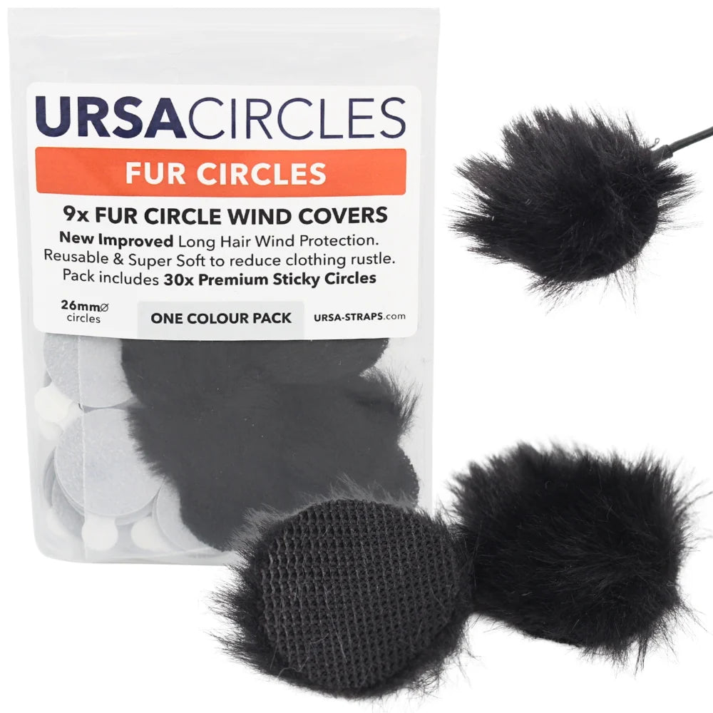 Black fur circle wind covers with mesh-backed sticky centers, 9-pack
