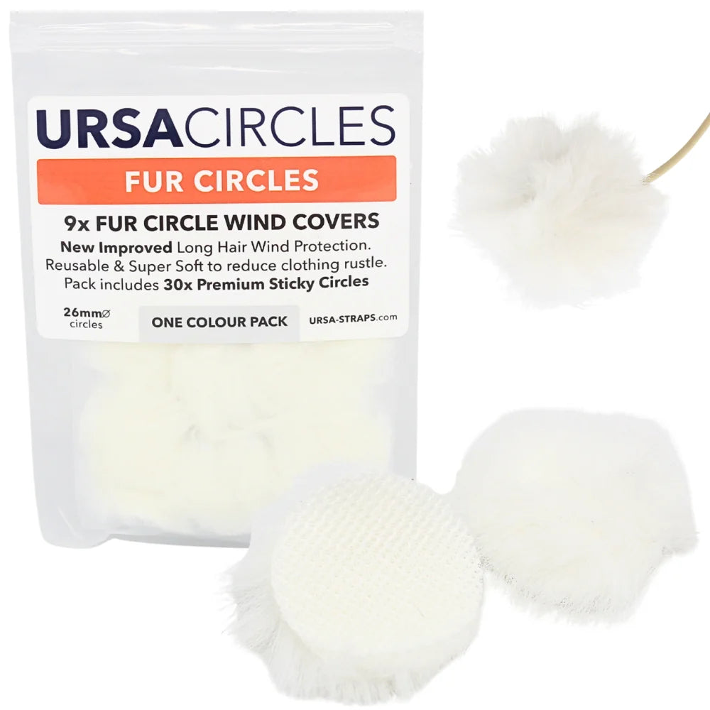 White fur circle wind covers with mesh-backed sticky centers, 9-pack
