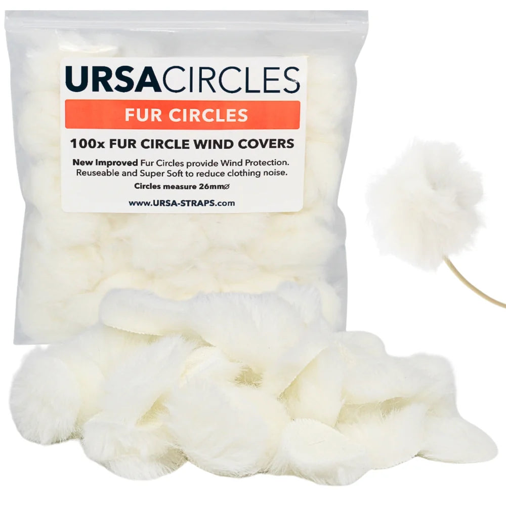 White fur circle wind covers with mesh-backed sticky centers, 100 pack