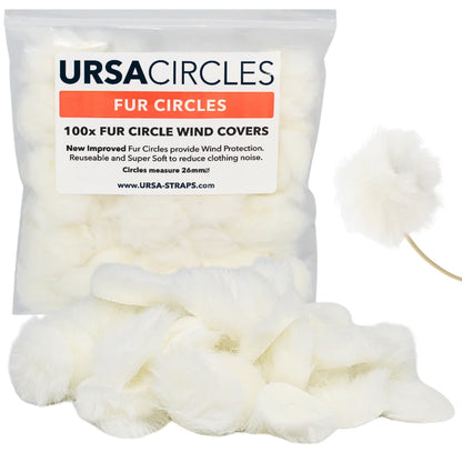 White fur circle wind covers with mesh-backed sticky centers, 100 pack