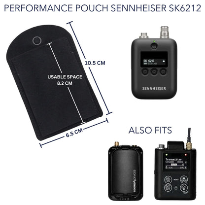 Black performance pouch with snap button and attached lanyard