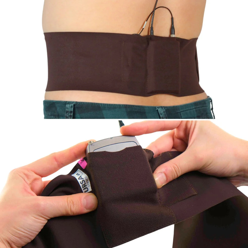 Brown waist strap with single pouch and adjustable hardware connector