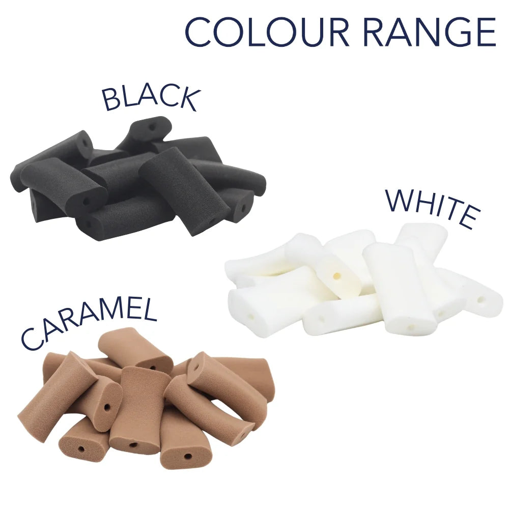 Mini foam mounts pro color range showing black, white, and caramel foam pieces