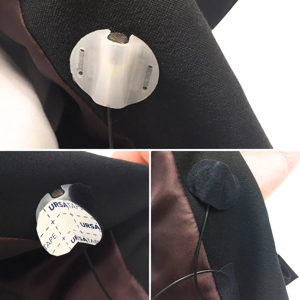 Black URSA tape strip and adhesive disc applied to a shoe heel