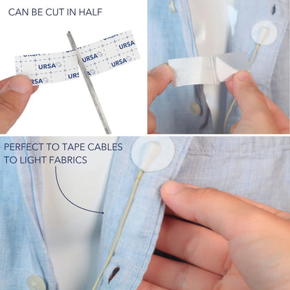Invisi Strips clear tape strip cut in half for use on light fabric