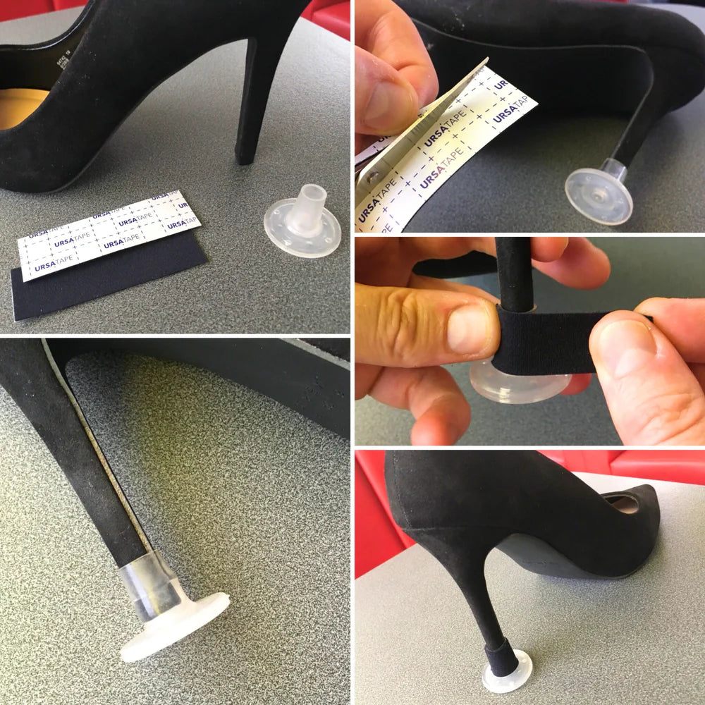 Black URSA tape strip kit shown with small adhesive discs and a cloth shoe
