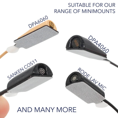 Assorted mini mount adhesive pads in black, gray, and tan with peel-off backing