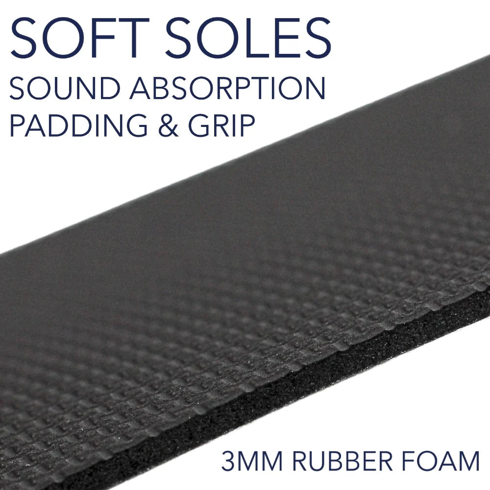 Close-up of dark gray textured rubber foam sole cover edge