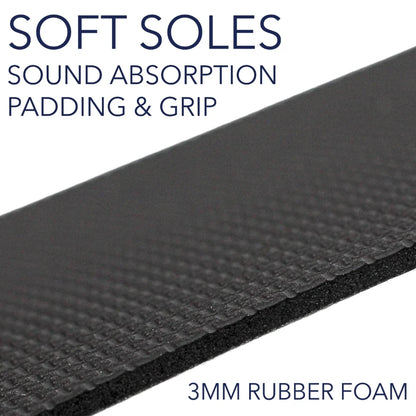 Close-up of dark gray textured rubber foam sole cover edge