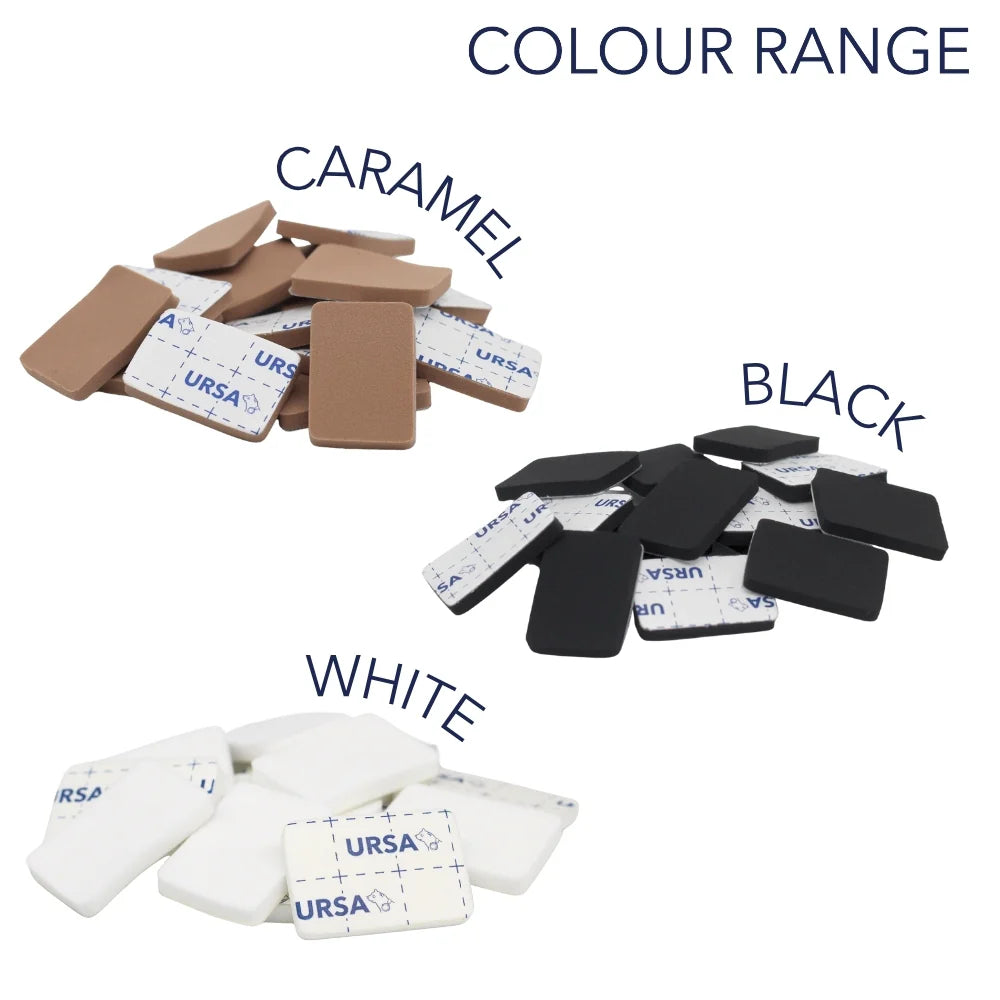 Foam pads in caramel, black, and white color options