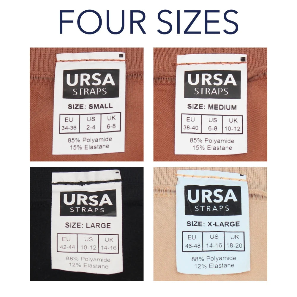 Shapewear shorts size chart labels: small, medium, large, x-large