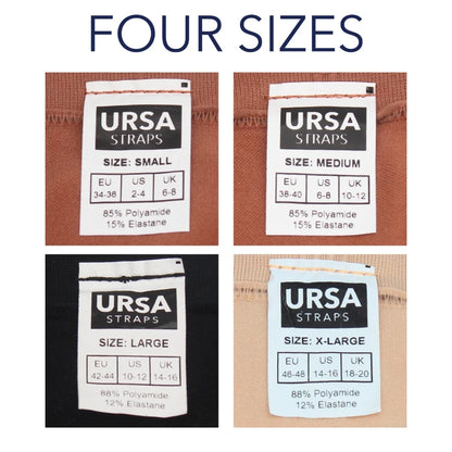 Shapewear shorts size chart labels: small, medium, large, x-large