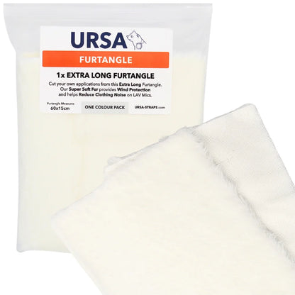 White fur tangle pack with long white fur pieces and mesh backing