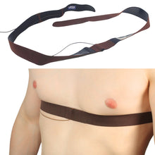 Dark brown adjustable chest strap with inline wire, worn horizontally across the torso