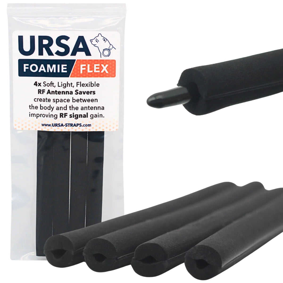 Black RF antenna saver foam pads in sealed retail pack
