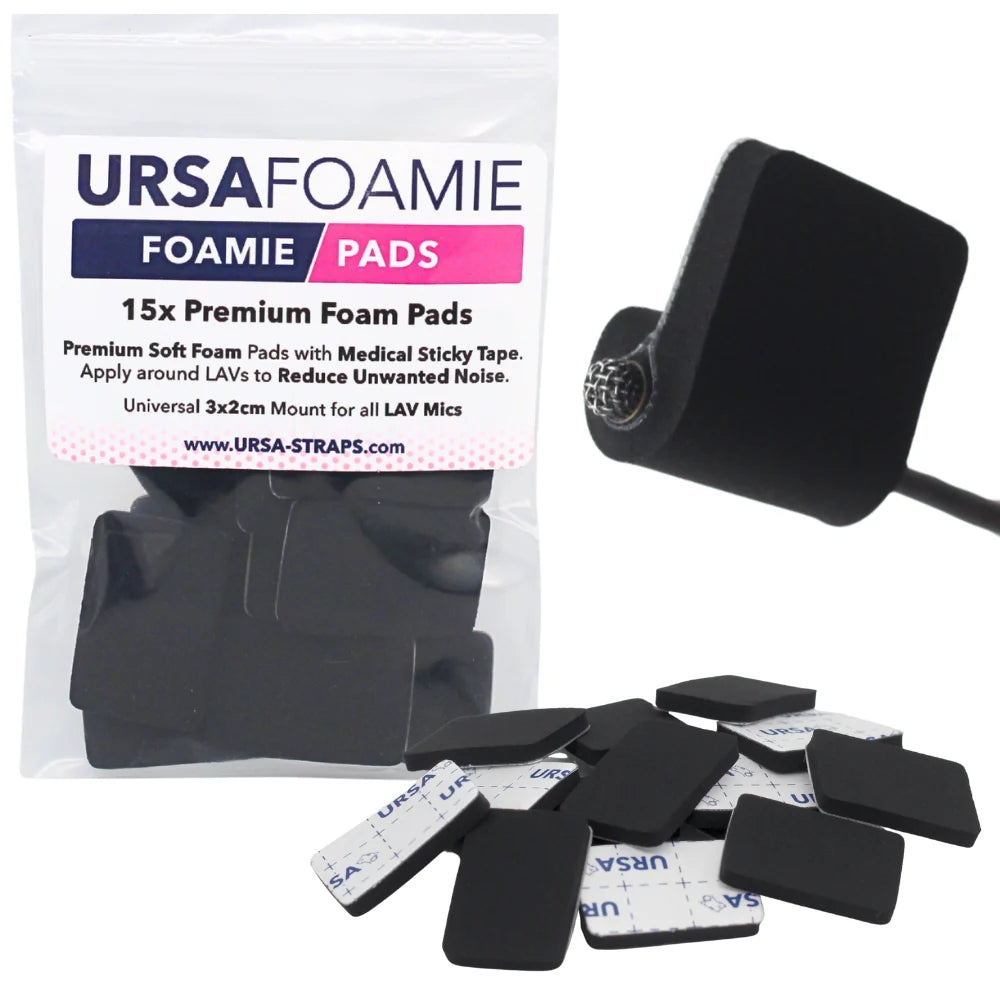 Black foam pads with medical sticky tape, 5-pack for reducing unwanted sound noise