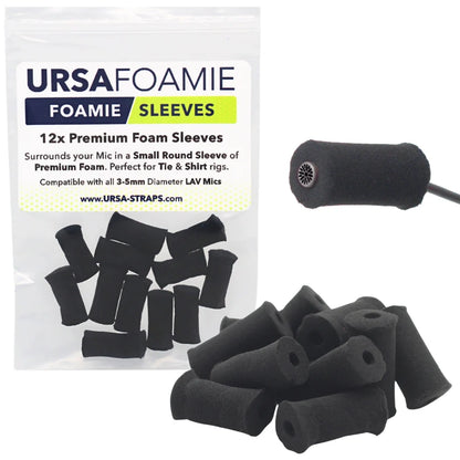 Black foam mic sleeves, small round sleeves in a clear bag with mesh openings