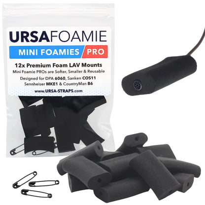 Black mini foam mounts pro pouch with lav foam pieces and black safety clips