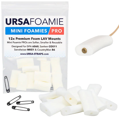 White mini foam mounts pro pouch with lav foam pieces and black safety clips