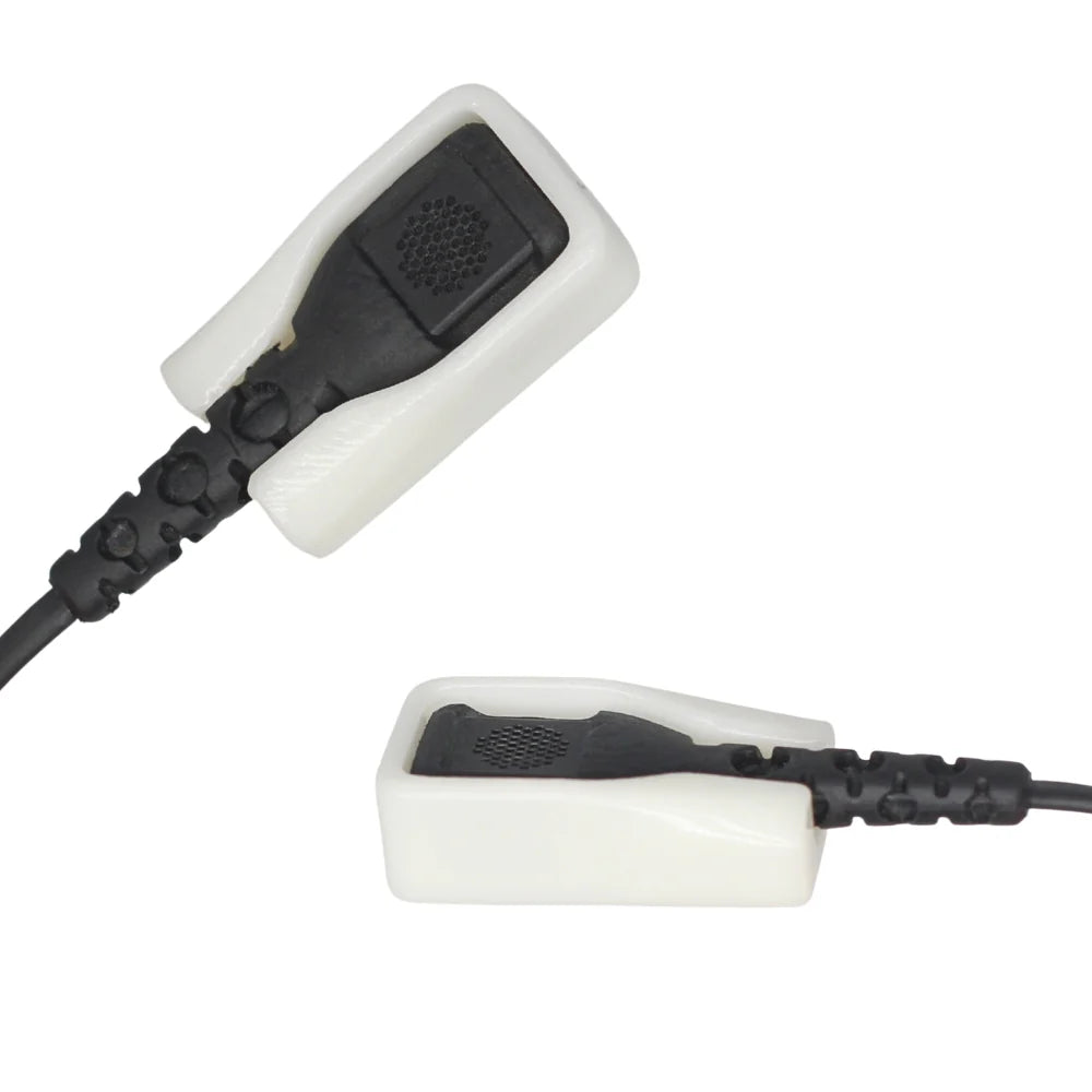 Beige MiniMount lav mic mount set with black adapter and cable housings