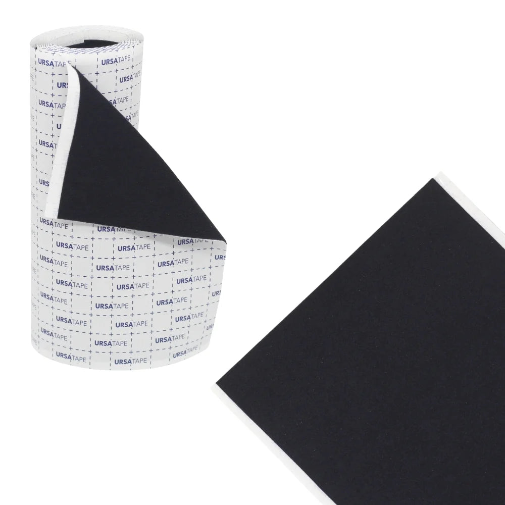 Black URSA tape roll with printed backing and a short tape strip