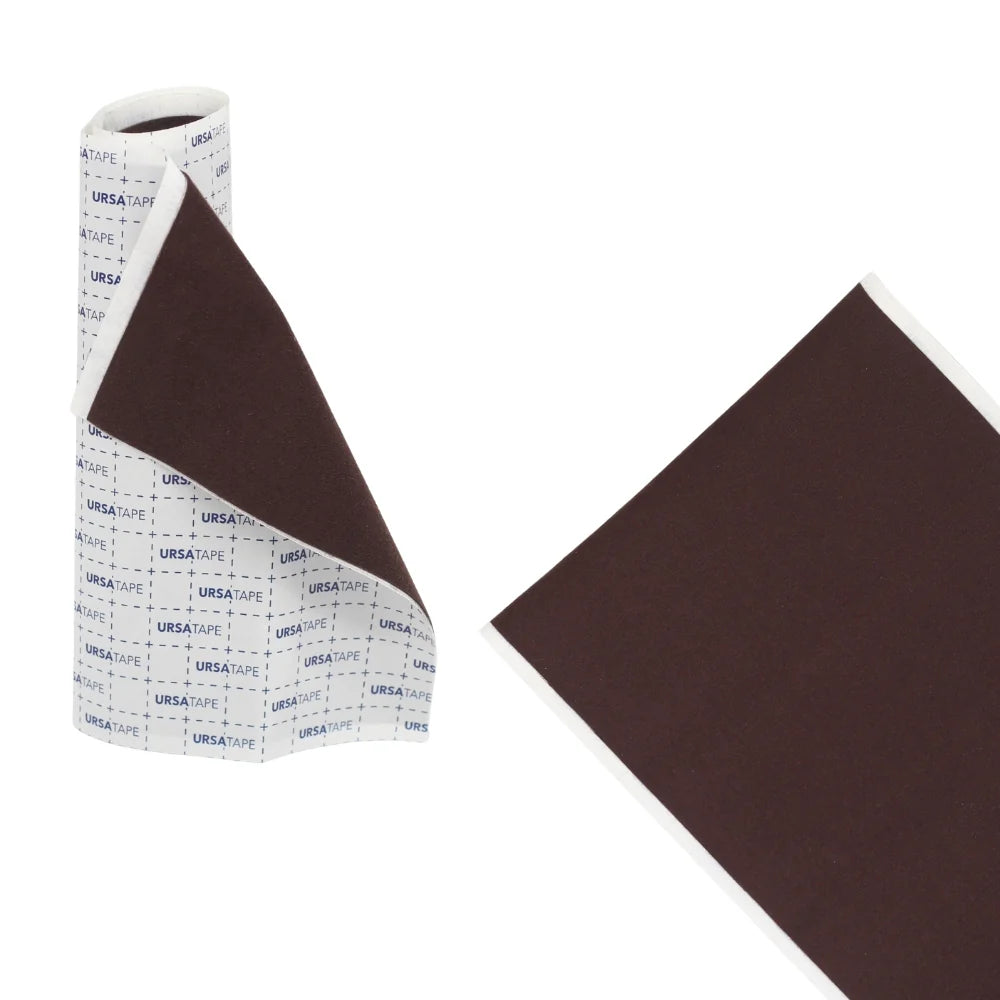 Brown URSA tape roll with printed backing and a matching brown tape strip