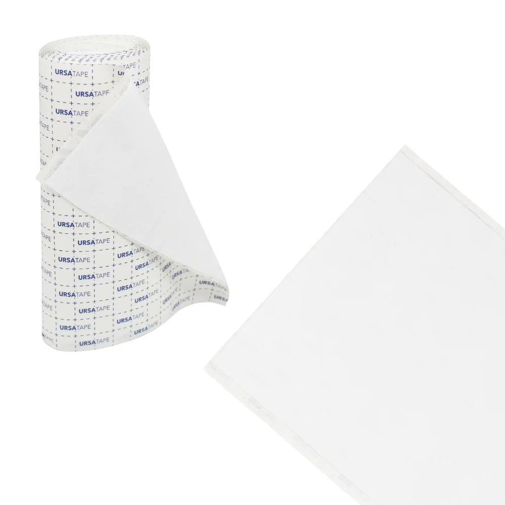 White URSA tape roll with printed backing and a loose white tape sheet