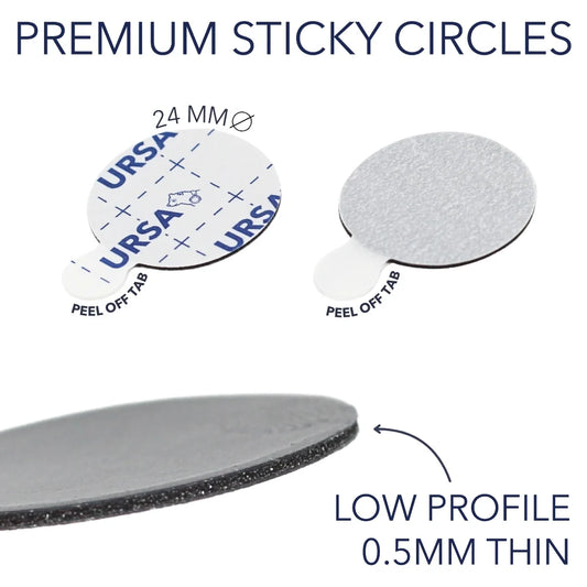 Low-profile 0.5 mm thin round sticky adhesive circles