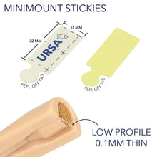 MiniMount stickies low-profile thin cream adhesive strip with size markings