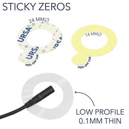 Sticky zeros size and thickness comparison with 24mm and 14mm adhesive rings
