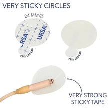 Very Sticky Circles diagram: 24 mm round adhesive pads and peel-off tab