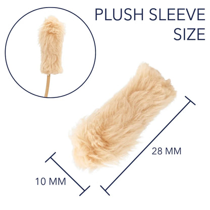 Beige plush fur microphone sleeve, size marked with 28 mm length