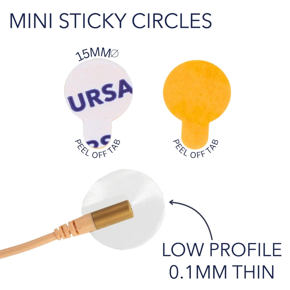 Mini sticky circles, 15mm size with peel-off tab; low profile 0.1mm thin adhesive
