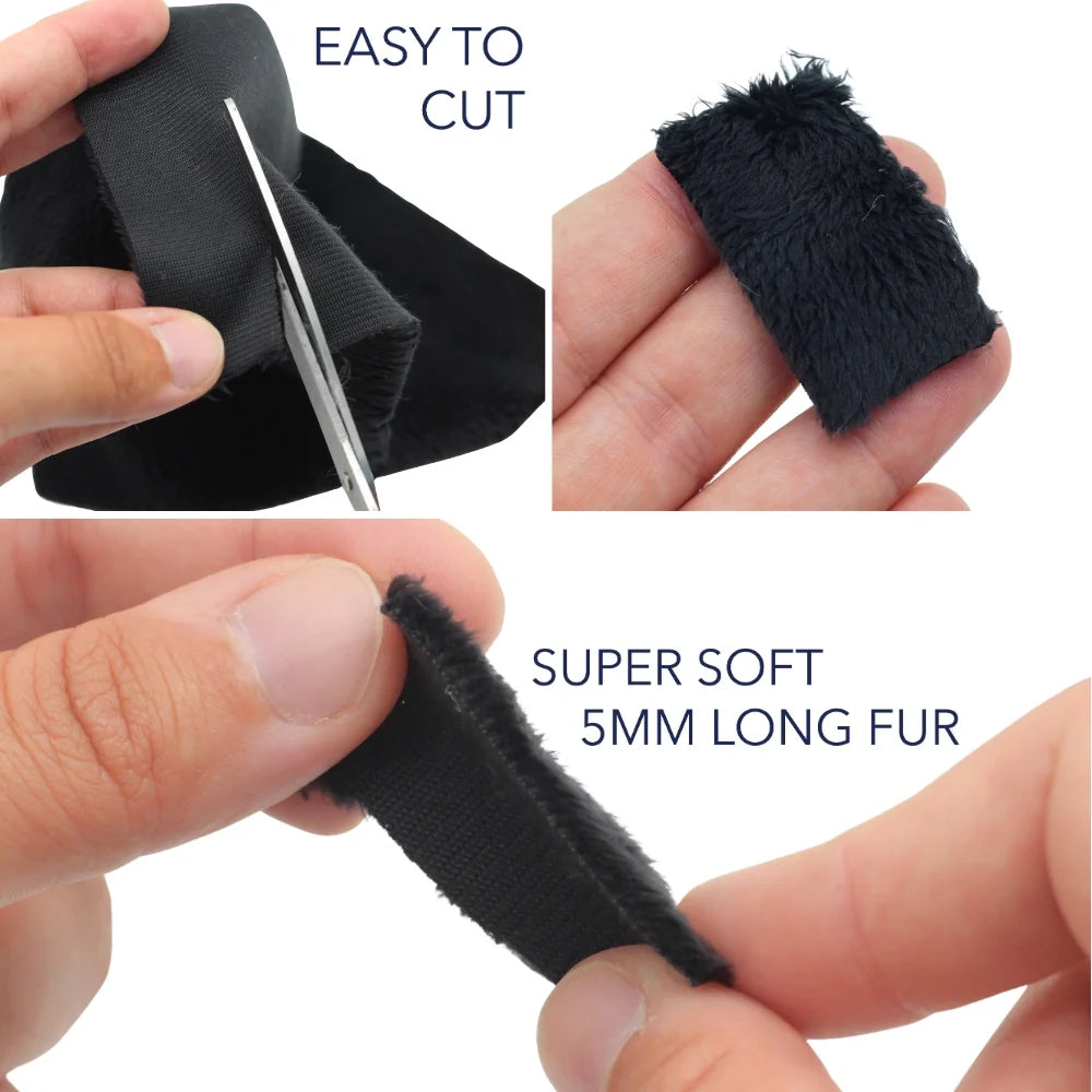 Black plush tangle rectangle, easy to cut with short soft fur fibers