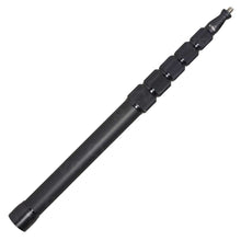 Aluminium boom pole with segmented grip bands and metal connector end, dark gray