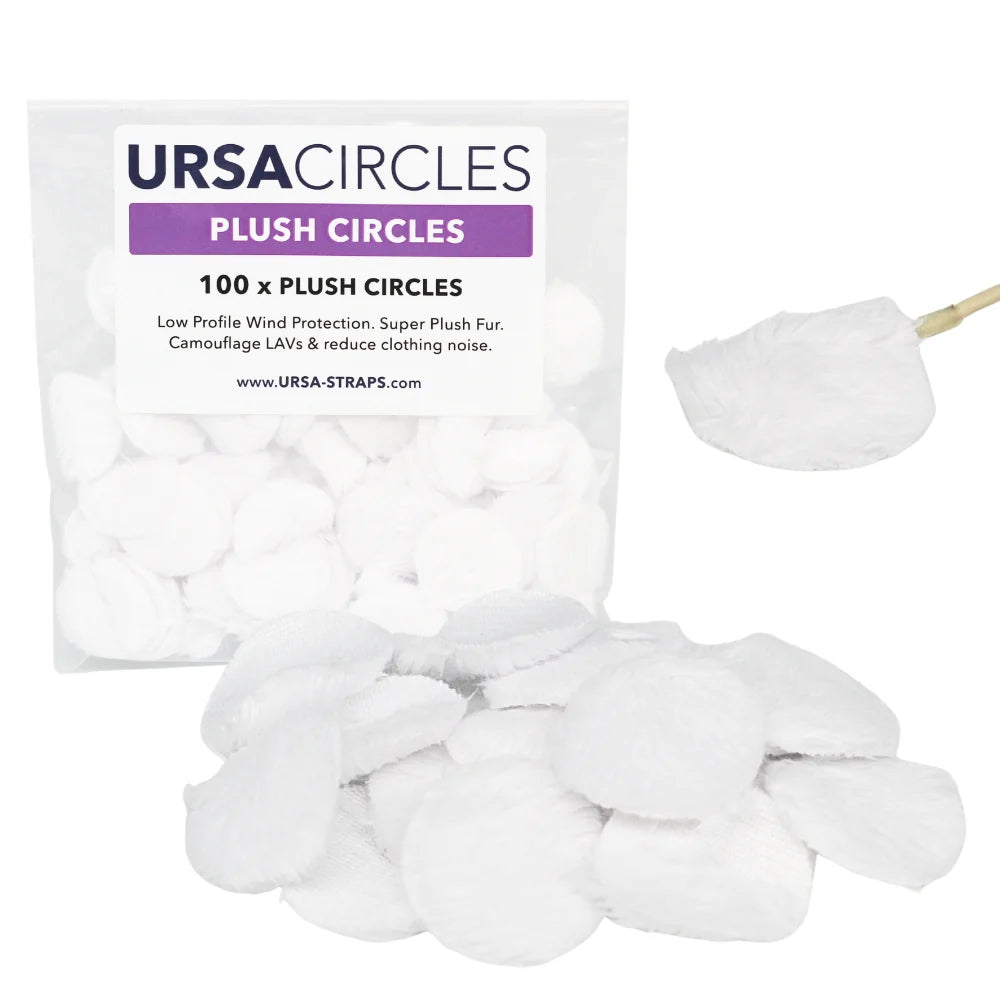 White plush circle wind protection pieces, 100-pack in clear bag