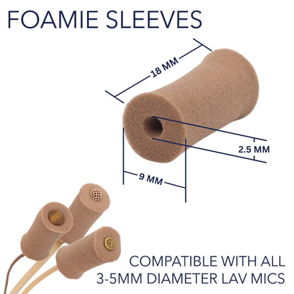 Caramel foam mic sleeve with mesh opening, round sleeve for a lav microphone