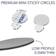 15 mm round mini sticky circles with thin low-profile adhesive backing