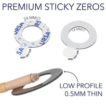 Thin low-profile adhesive zero rings with peel-off tabs, 0.5mm profile
